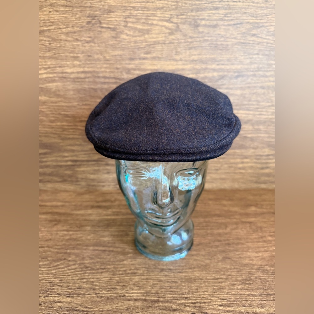 Goorin Bros Brown Wool Tweed Flat Cap Ivy Hat Suede Brim Made in US‎ Newsboy M